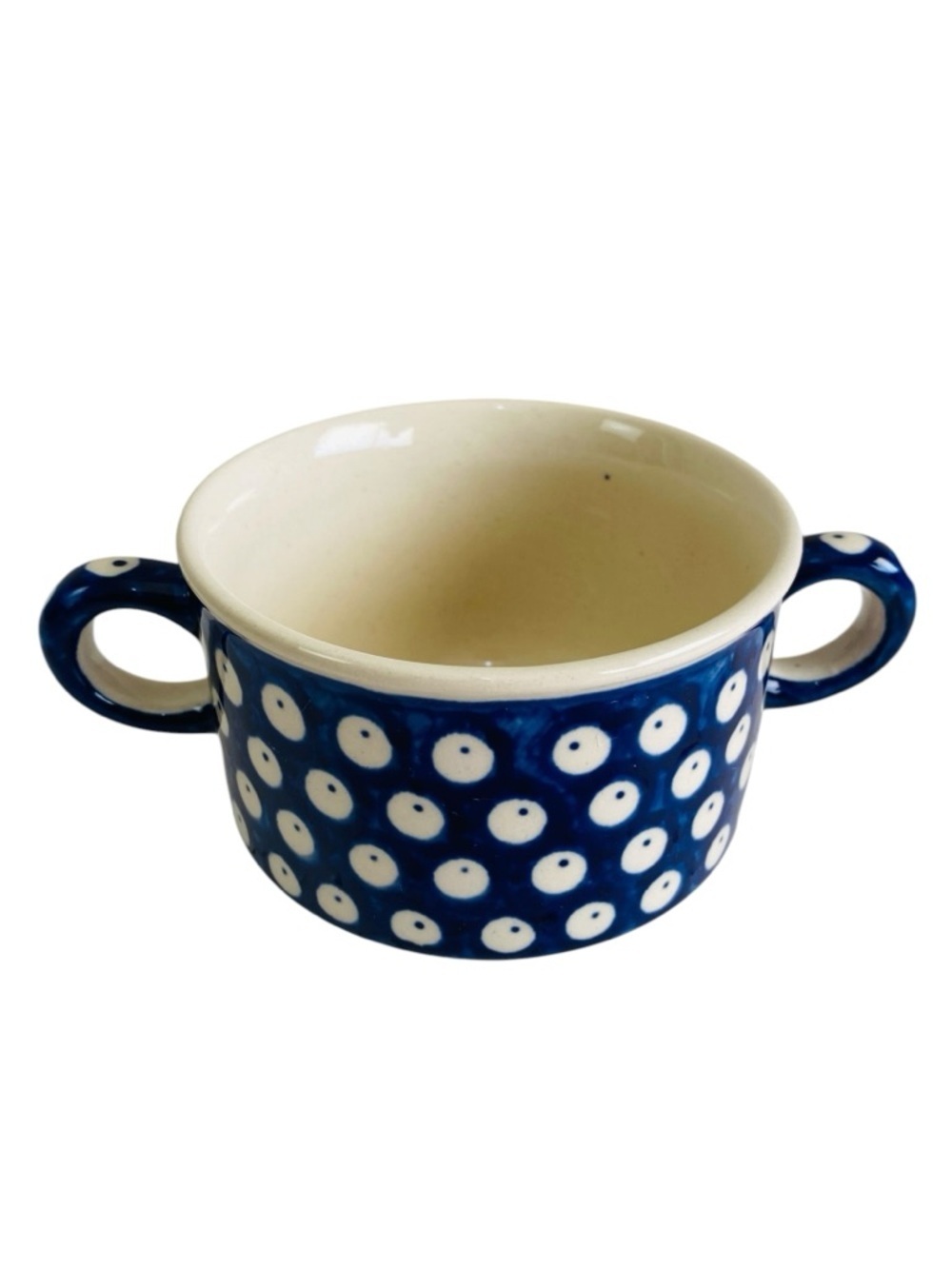 Boleslawiec Hand Made In Poland Peacock Eye Bouillon Cup